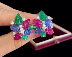 X Spring Gem Leaf Earrings