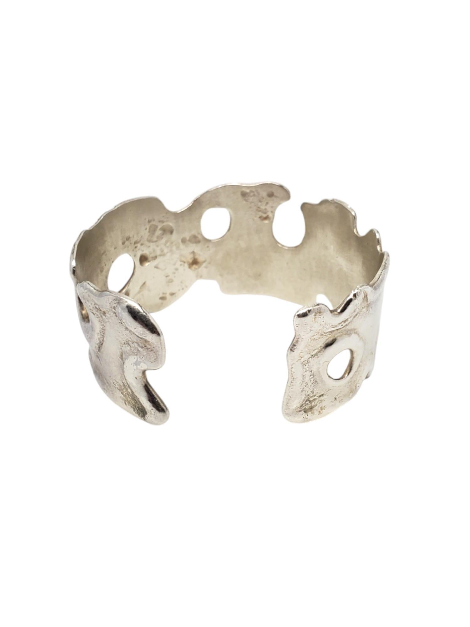 X Sterling Silver Molten Wide Cuff Bracelet # 20573 In Good Condition For Sale In Washington Depot, CT