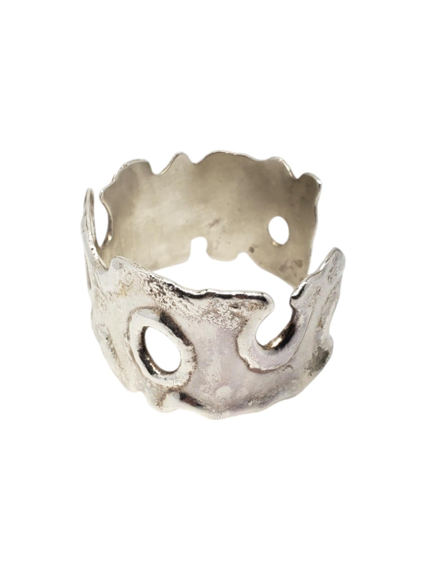 Women's X Sterling Silver Molten Wide Cuff Bracelet # 20573 For Sale