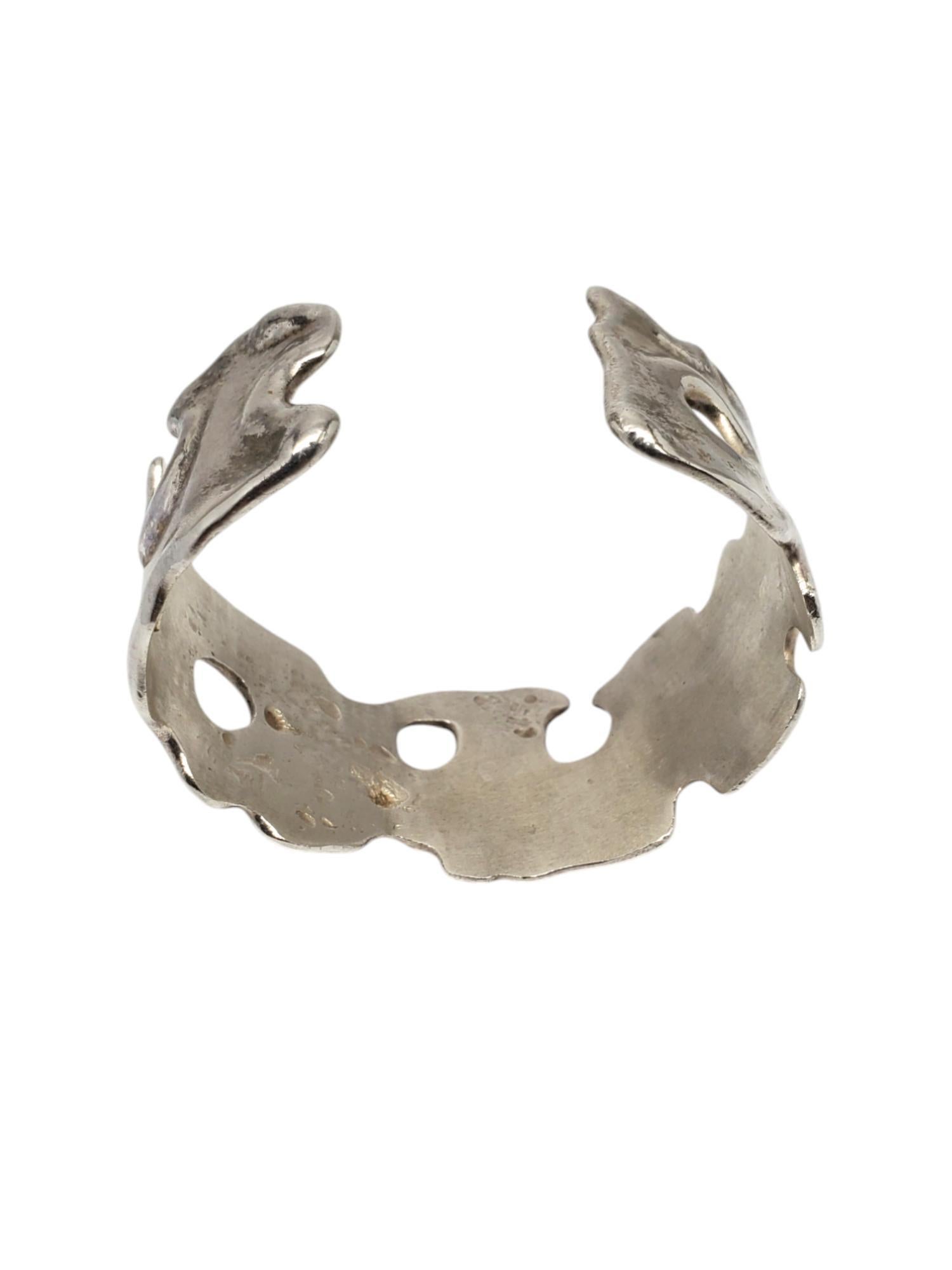 X Sterling Silver Molten Wide Cuff Bracelet # 20573 For Sale 1