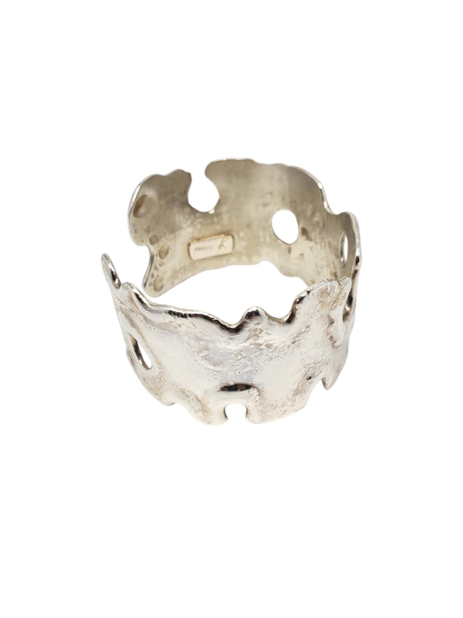 X Sterling Silver Molten Wide Cuff Bracelet # 20573 For Sale 2