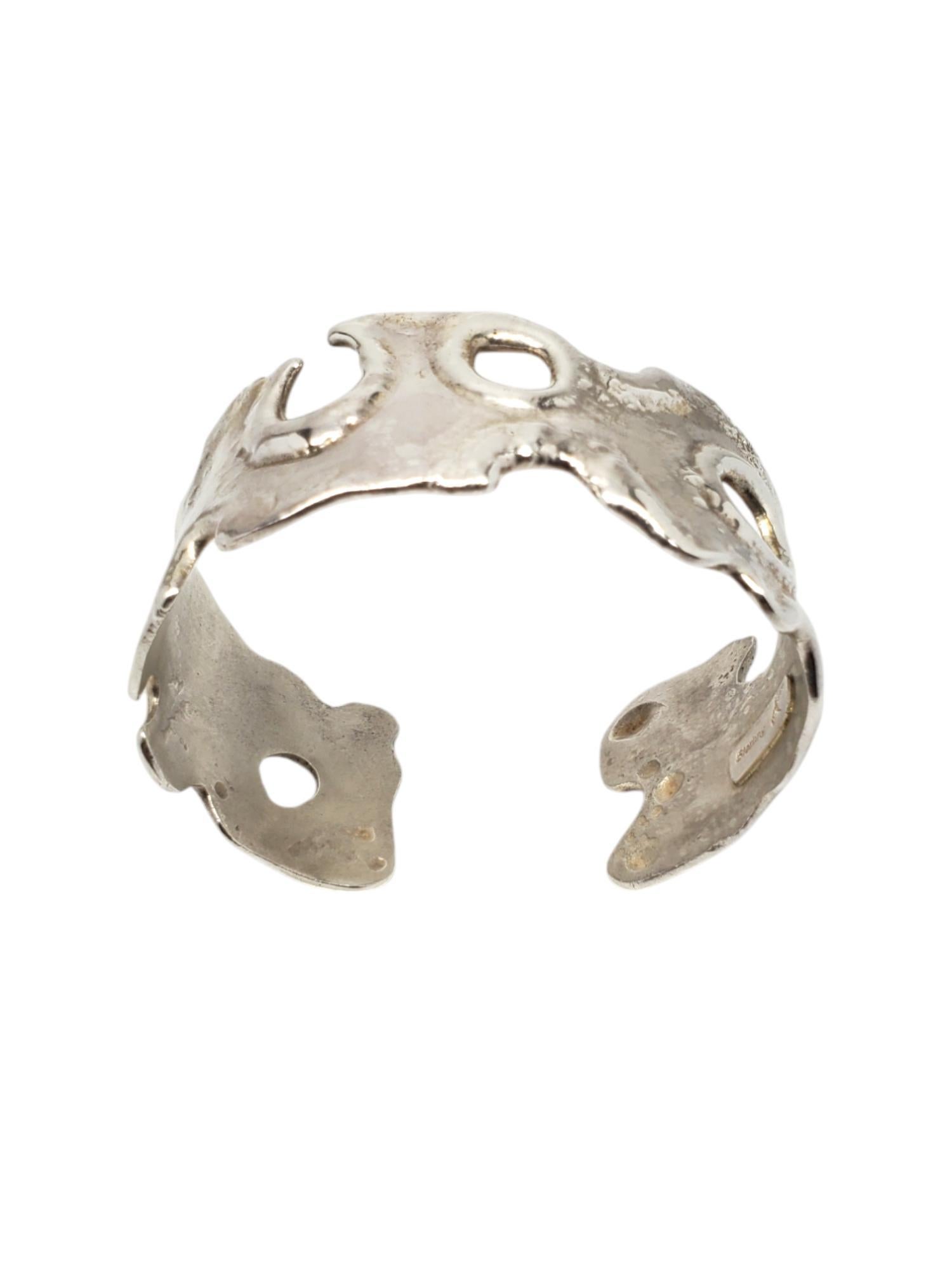 X Sterling Silver Molten Wide Cuff Bracelet # 20573 For Sale 3