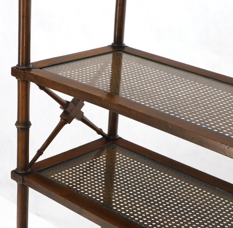 X Stretchers Faux Bamboo Cane and Glass Shelves Étagère Shelves at 1stDibs