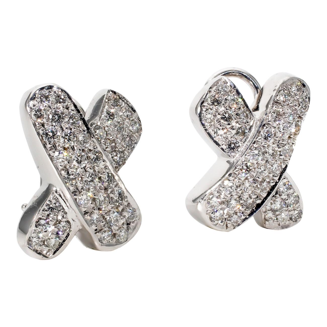Taglio rotondo Orecchini a clip francesi X-Style con diamanti rotondi. D1,80ct.t.w. in vendita