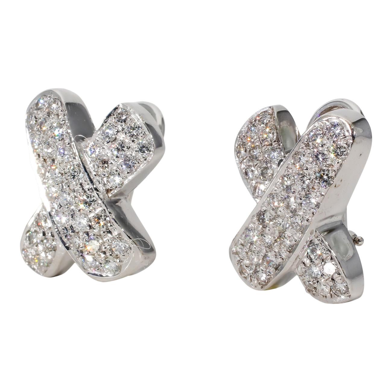 Orecchini a clip francesi X-Style con diamanti rotondi. D1,80ct.t.w. In condizioni Nuovo in vendita a Los Angeles, CA