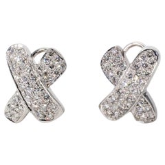 Französische Clip-Ohrringe im X-Stil mit runden Diamanten. D1.80ct.t.w.