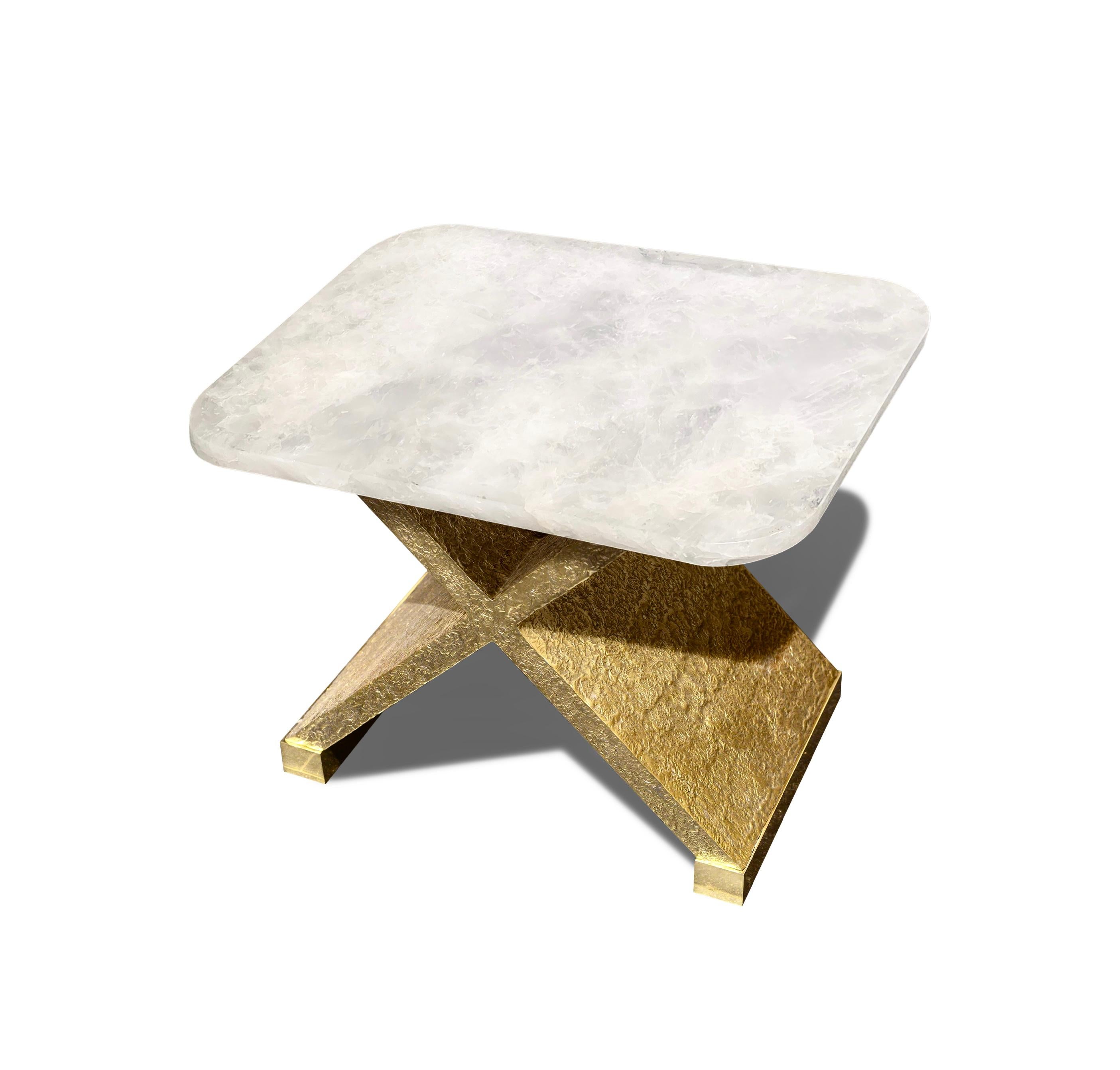 hammered details X brass base with rock crystal top. Created by Phoenix Gallery.
