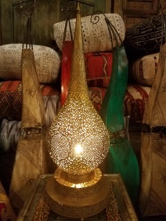 X-Tall Intricate Moroccan Copper Lamp or Lantern, Table Lamp