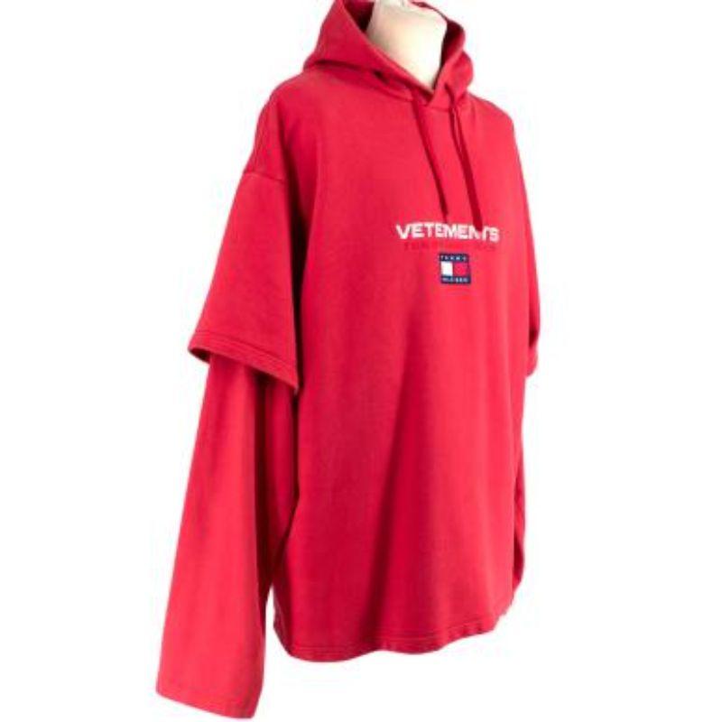 x Tommy Hilfiger Red Logo Embroidered Hoodie For Sale 3