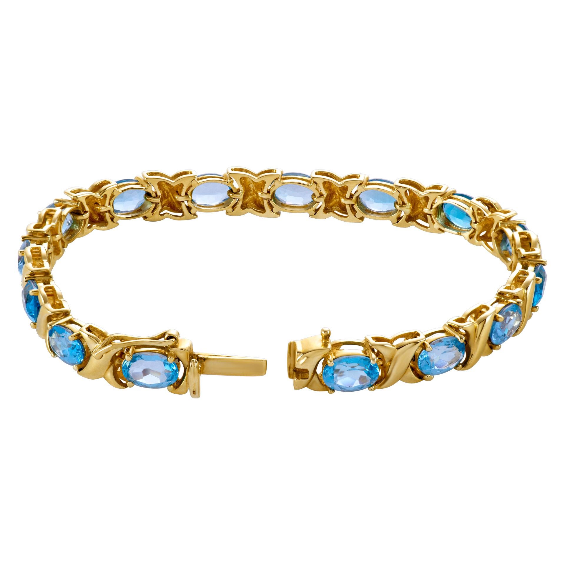  Bracelet de topaze « X » en or jaune 14 carats Pour femmes en vente
