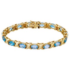 Vintage  "X" Topaz Bracelet in 14k Yellow Gold