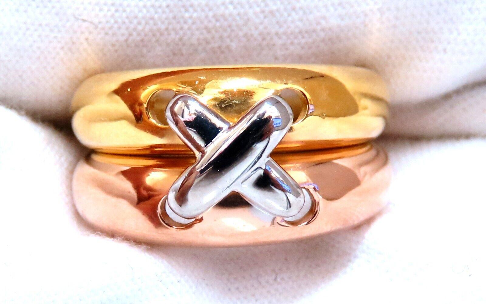 Women's or Men's X Twin Gold Band 18kt Knot Ring