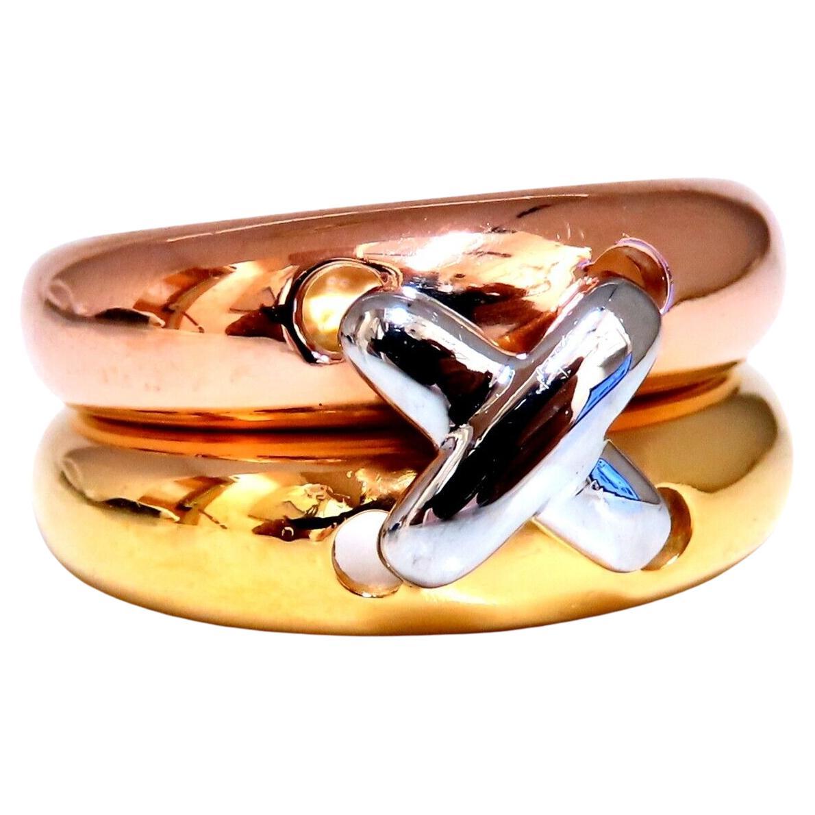 X Twin Gold Band 18kt Knot Ring