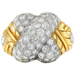 Vintage X with Diamonds on Beautiful Gold Setting