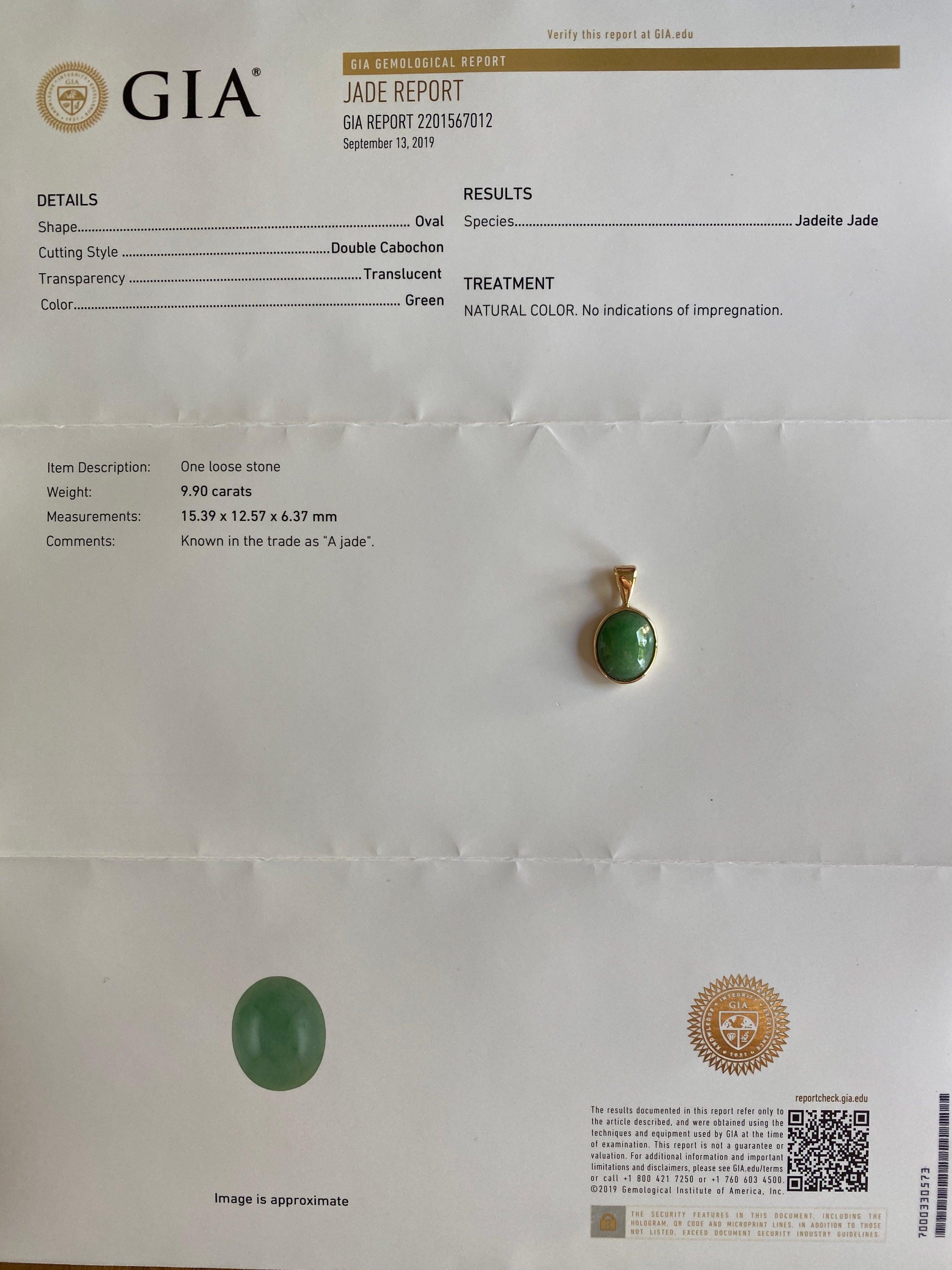 x2 GIA Certified Jadeite 18k Pendants Custom Listing As in messages - No Chains 7