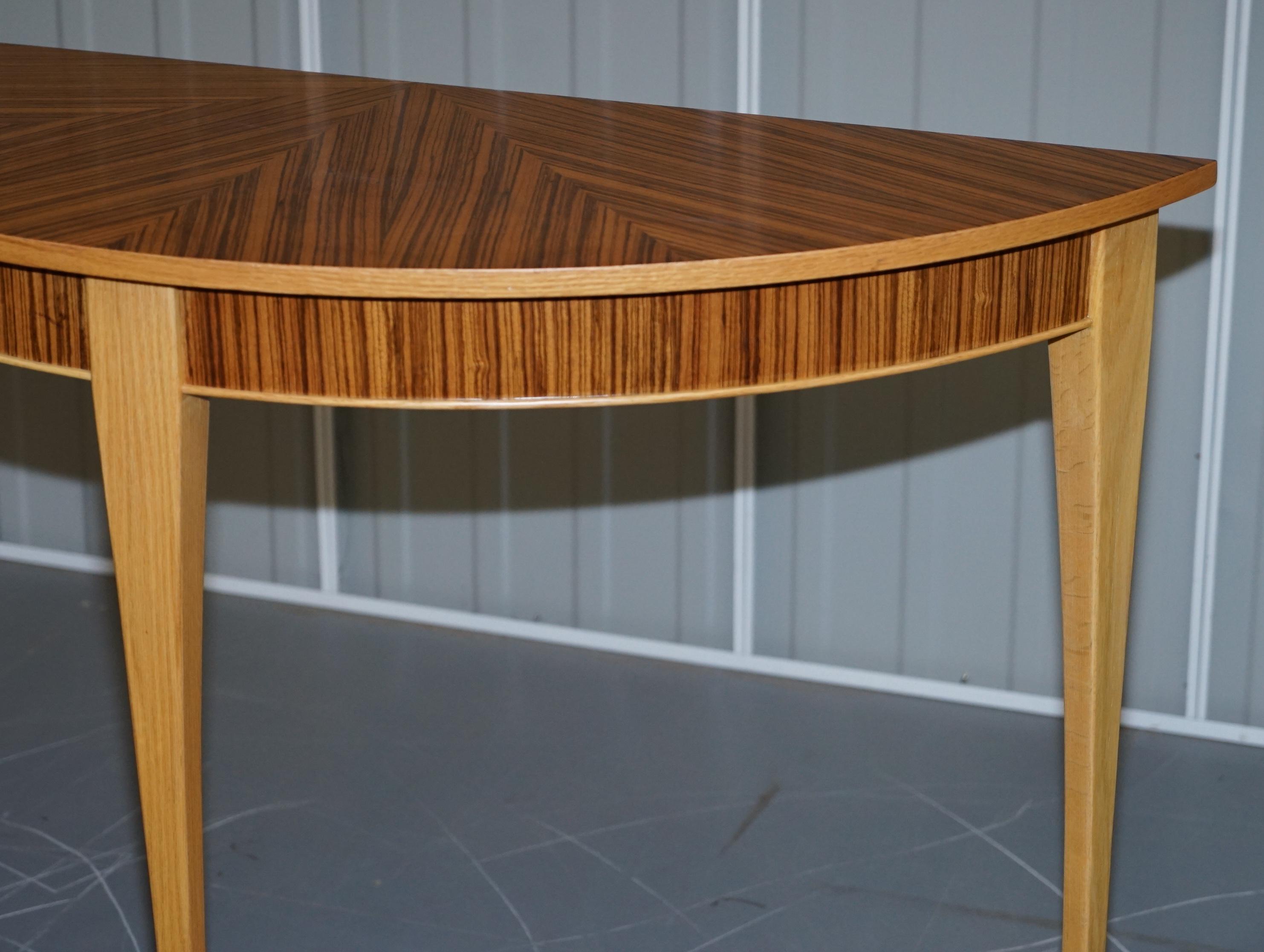 X2 Lovely Bevan Funnell Phoenix Zebrano Wood Demilune Console Tables For Sale 3