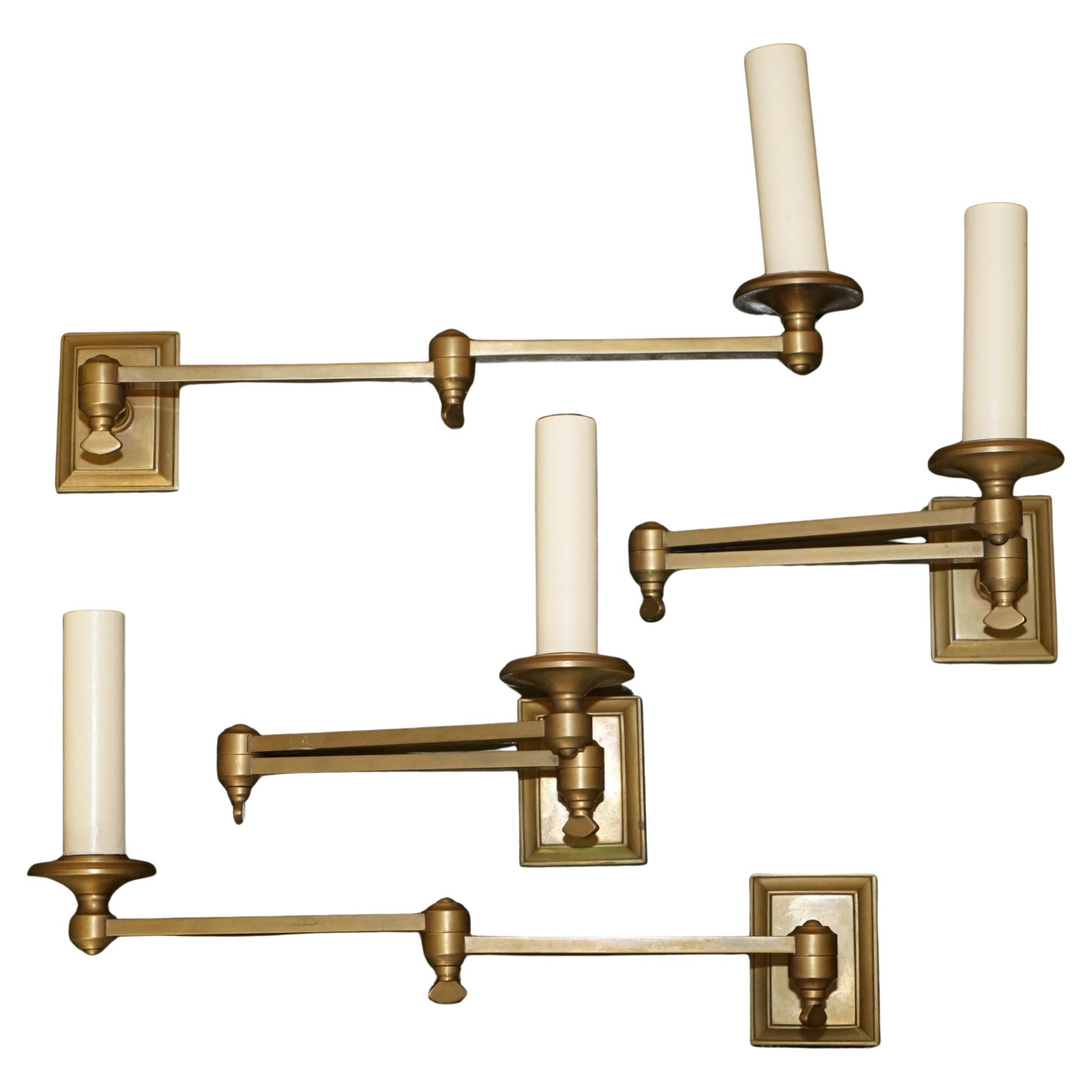 X2 PAIRS OF GILT BRONZED BRASS GEORGIAN CANDLE SCONCE ARTICULATED WALL LIGHTs
