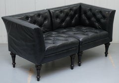 X2 Paolo Moschino Nicholas Haslam Leather Chesterfield Salon Armchairs