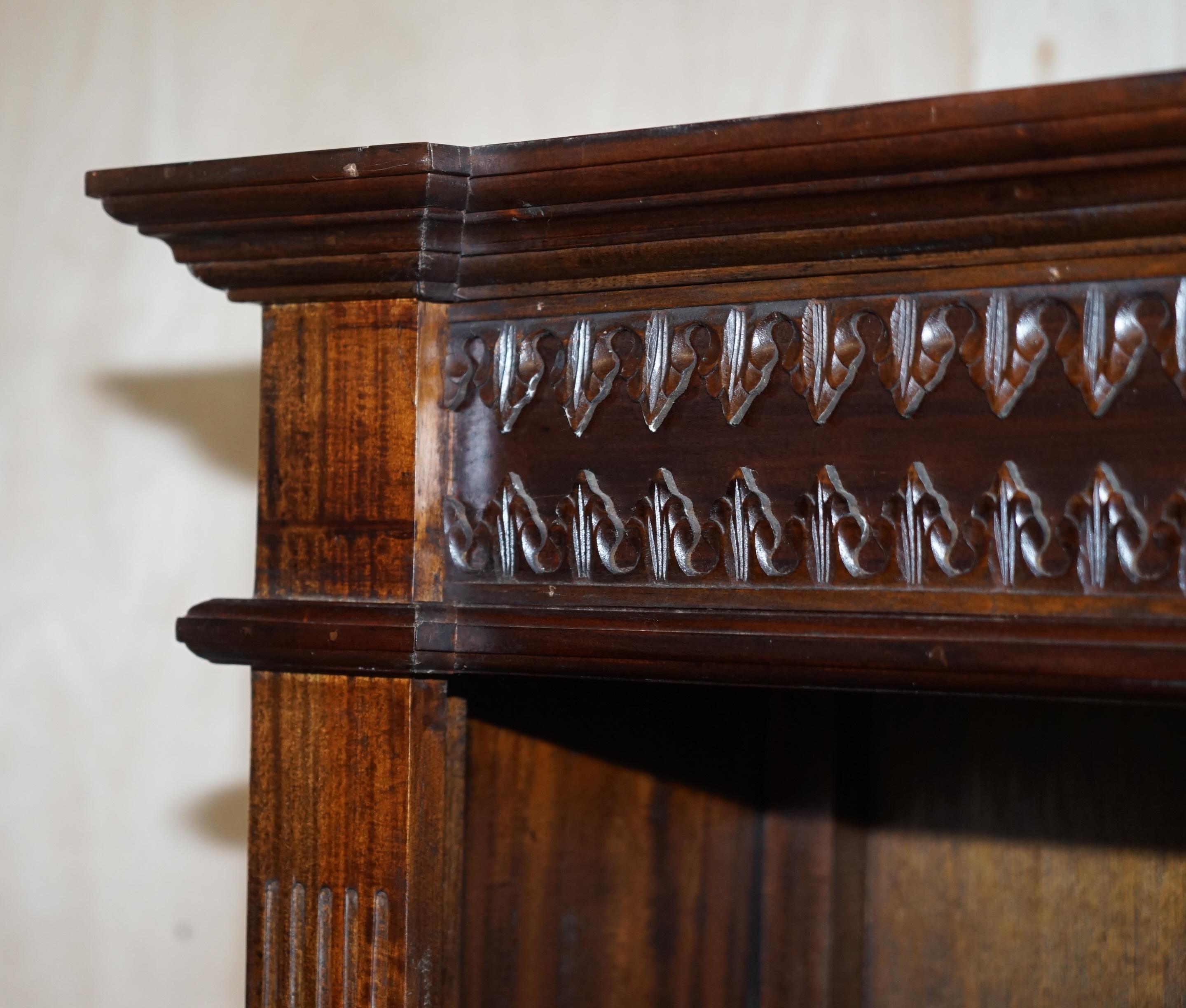 X3 Jacobean Revival Vintage Open Carved Library Bookcases with Nice Detailing For Sale 3