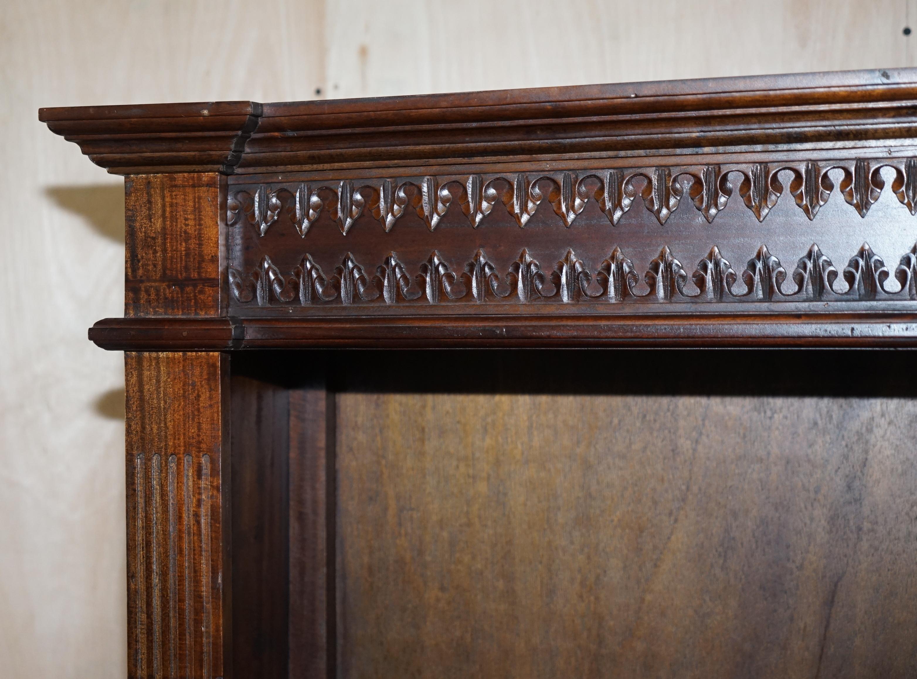 20th Century X3 Jacobean Revival Vintage Open Carved Library Bookcases with Nice Detailing For Sale