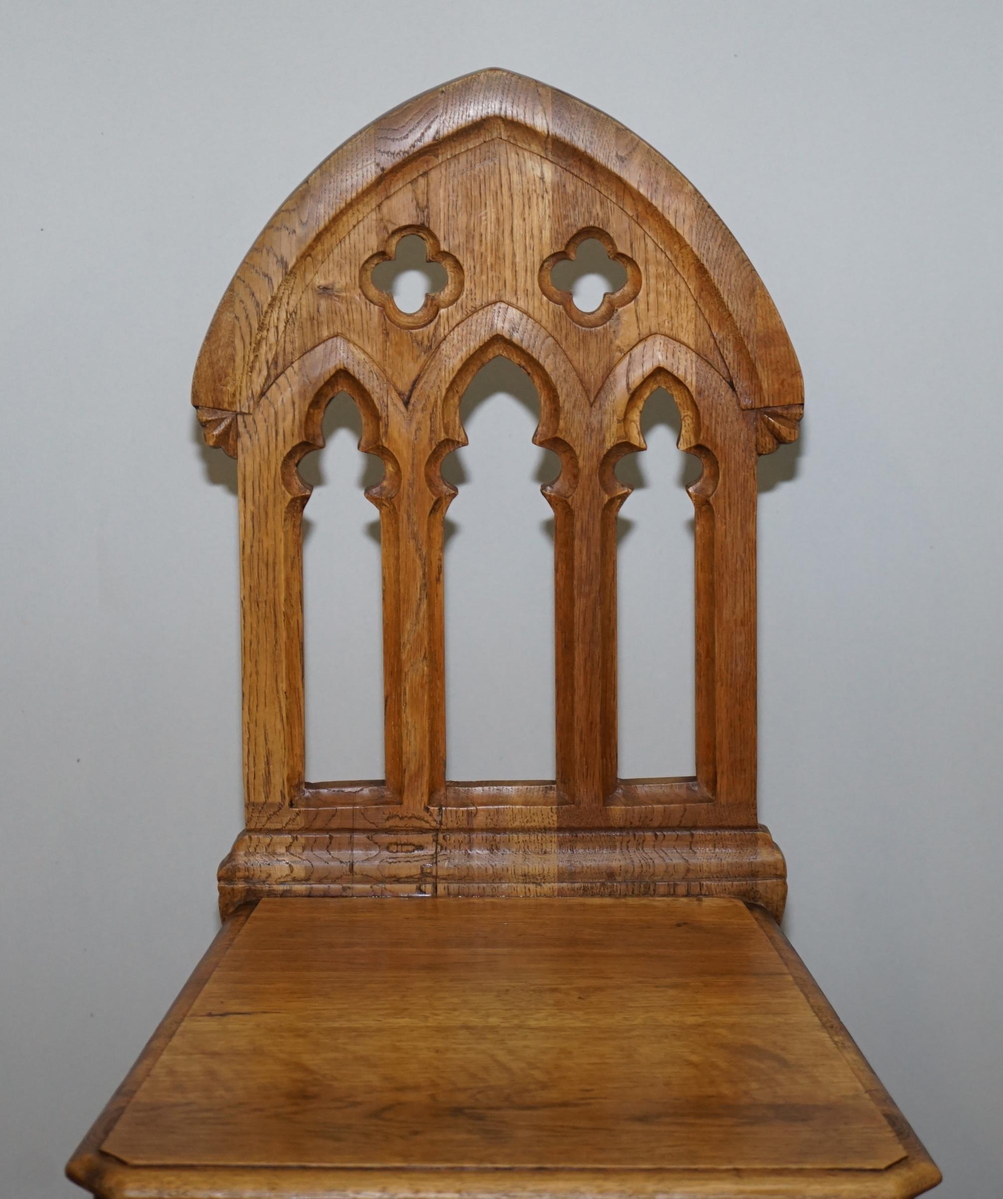 X4 Amazing Vintage Gothic Steeple Back Dining Chairs Lovely Pugin Style Carving For Sale 4