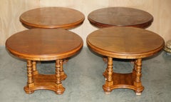 X4 ROUND PARQUETRY TOPPED ENGLiSH OAK AND HARDWOOD DINING OR OCCASIONAL TABLES