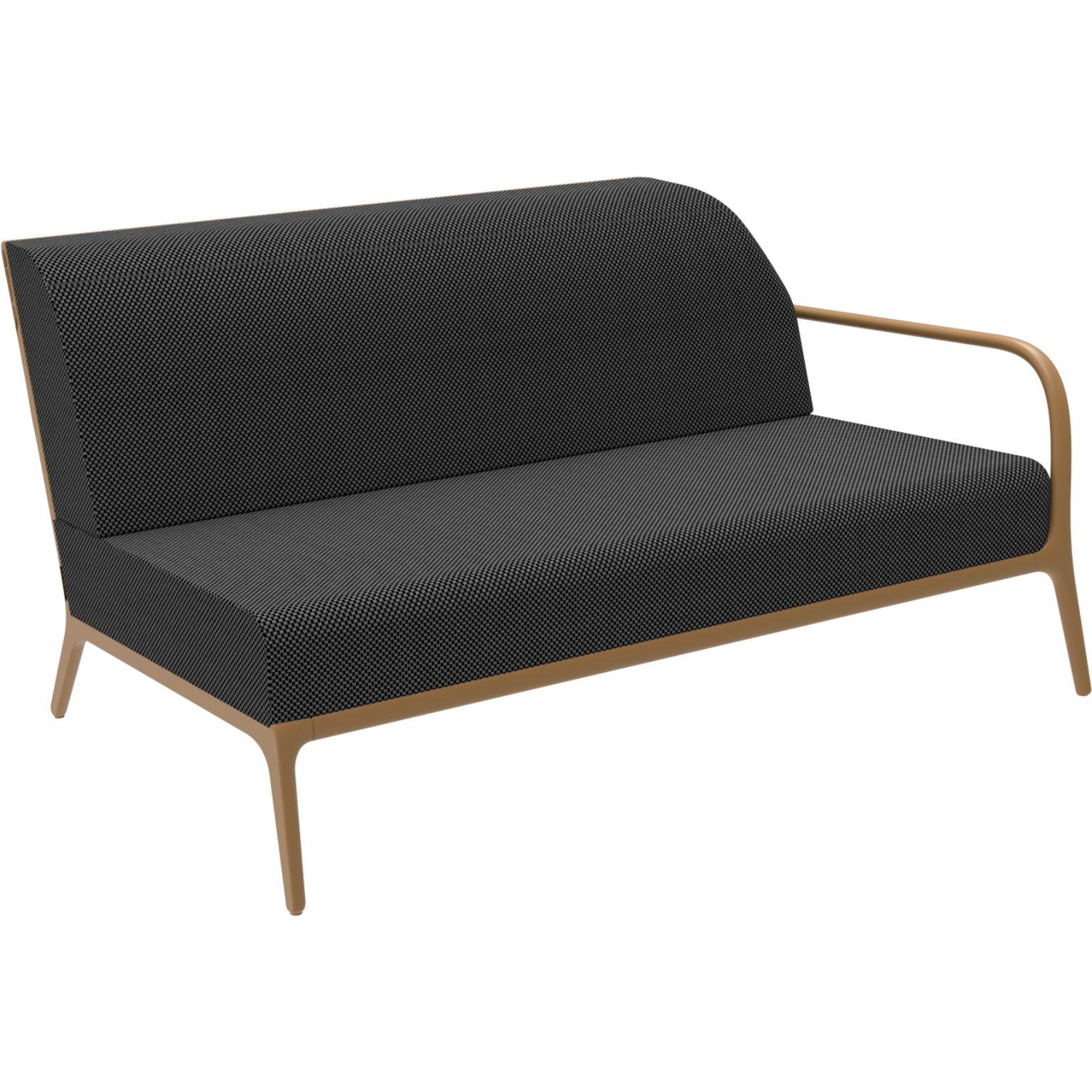 Xaloc Left 160 Gold Modular sofa by MOWEE
Dimensions: D100 x W160 x H81 cm (Seat Height 42cm)
Material: Aluminium, Textile
Weight: 37 kg
Also Available in different colors and finishes. 

 Xaloc synthesizes the lines of interior furniture to