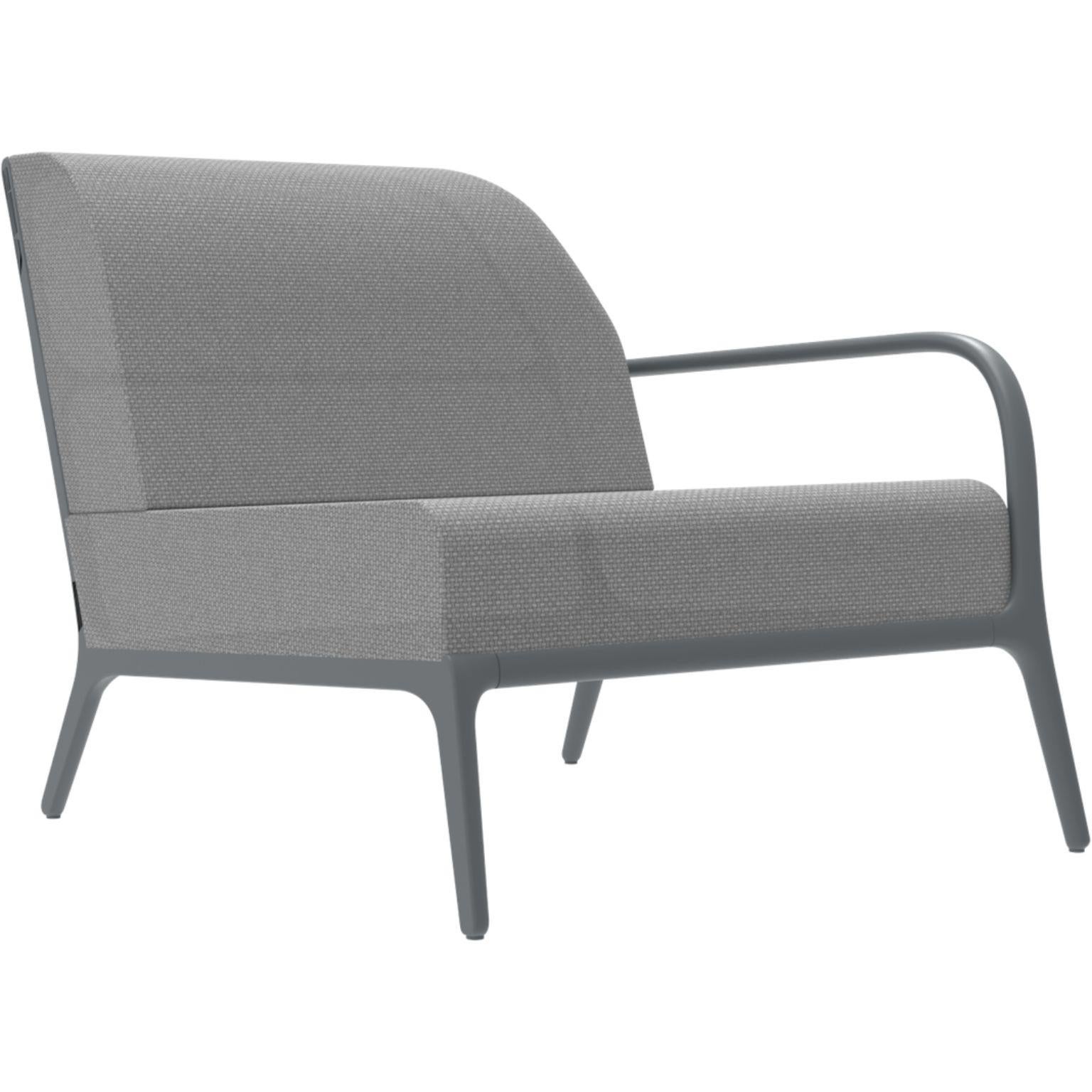 Xaloc Left 90 Grey Modular sofa by MOWEE
Dimensions: D100 x W90 x H81 cm (Seat Height 42 cm)
Material: Aluminium, Textile
Weight: 25 kg
Also Available in different colors and finishes. 

 Xaloc synthesizes the lines of interior furniture to
