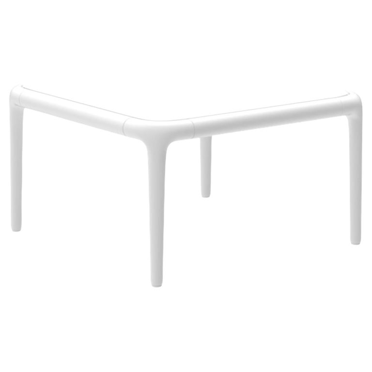 Xaloc White Coffee Table 50 with Glass Top by Mowee For Sale at 1stDibs