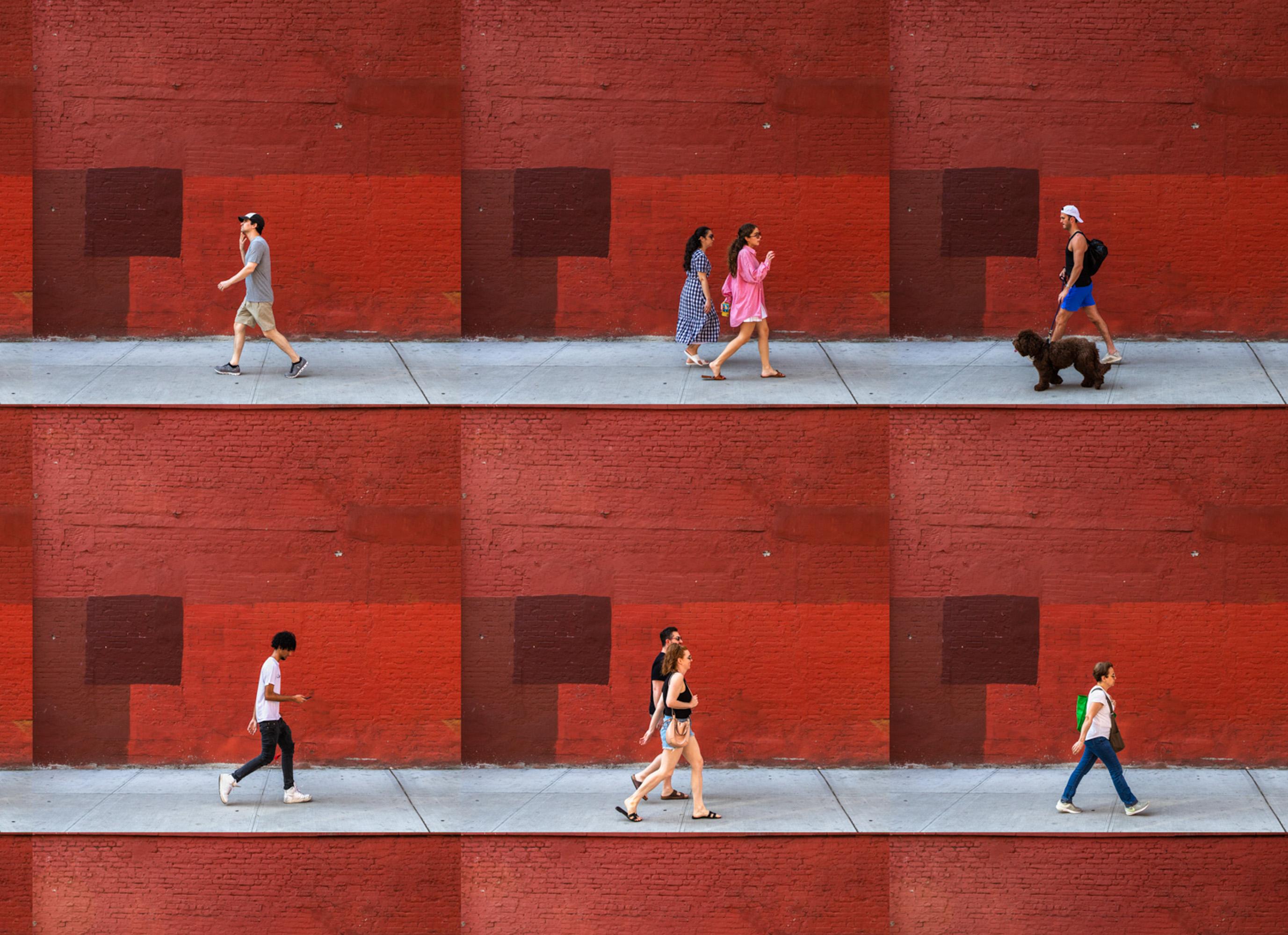 Photographie figurative «arrow Street, NYC » avec motif monochrome rouge 2