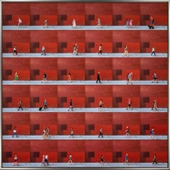 "Barrow Street, NYC" Figurative Photograph with Red Monochromatic Pattern