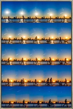"Hudson River Park Sunset, NYC" Contemporary Figurative Photograph on Aluminum
