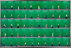 "Soho, London" Figurative Photograph with Bright Green Background and Depth