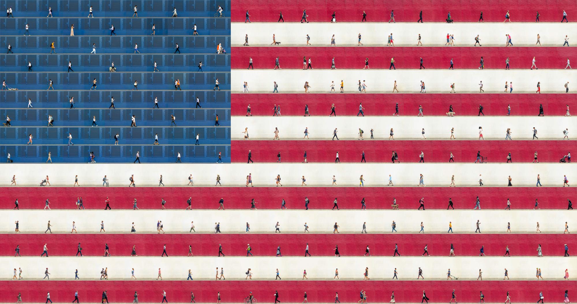 „We the People“ Amerikanische Flaggenkomposition, gerahmte Fotografie auf Aluminium 3