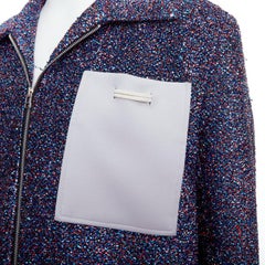 XANDER ZHOU Signature purple blue lurex grey pocket tinsel jacket IT46 S