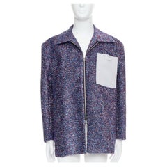 XANDER ZHOU Signature purple blue lurex grey pocket tinsel jacket IT46 S