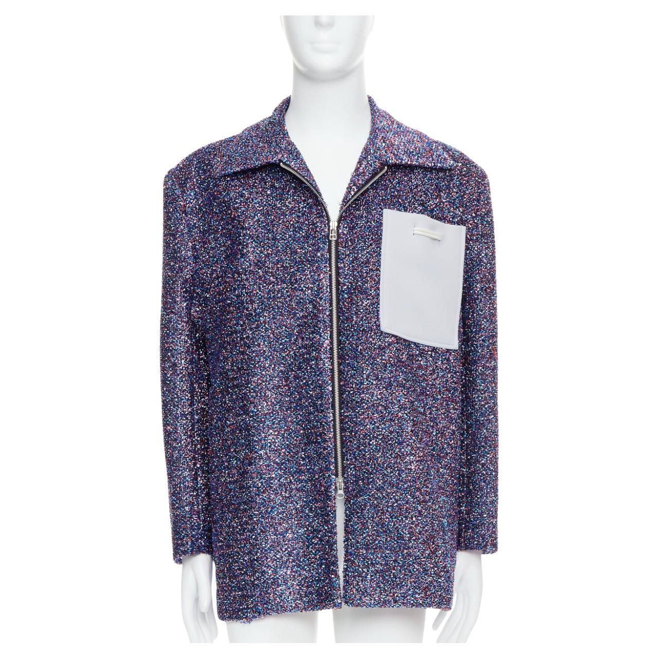 Veste caractéristique XANDER ZHOU bleu violet lurex gris à poches IT46 S