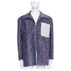 XANDER ZHOU Giacca tascabile firmata in lurex viola blu grigio IT46 S