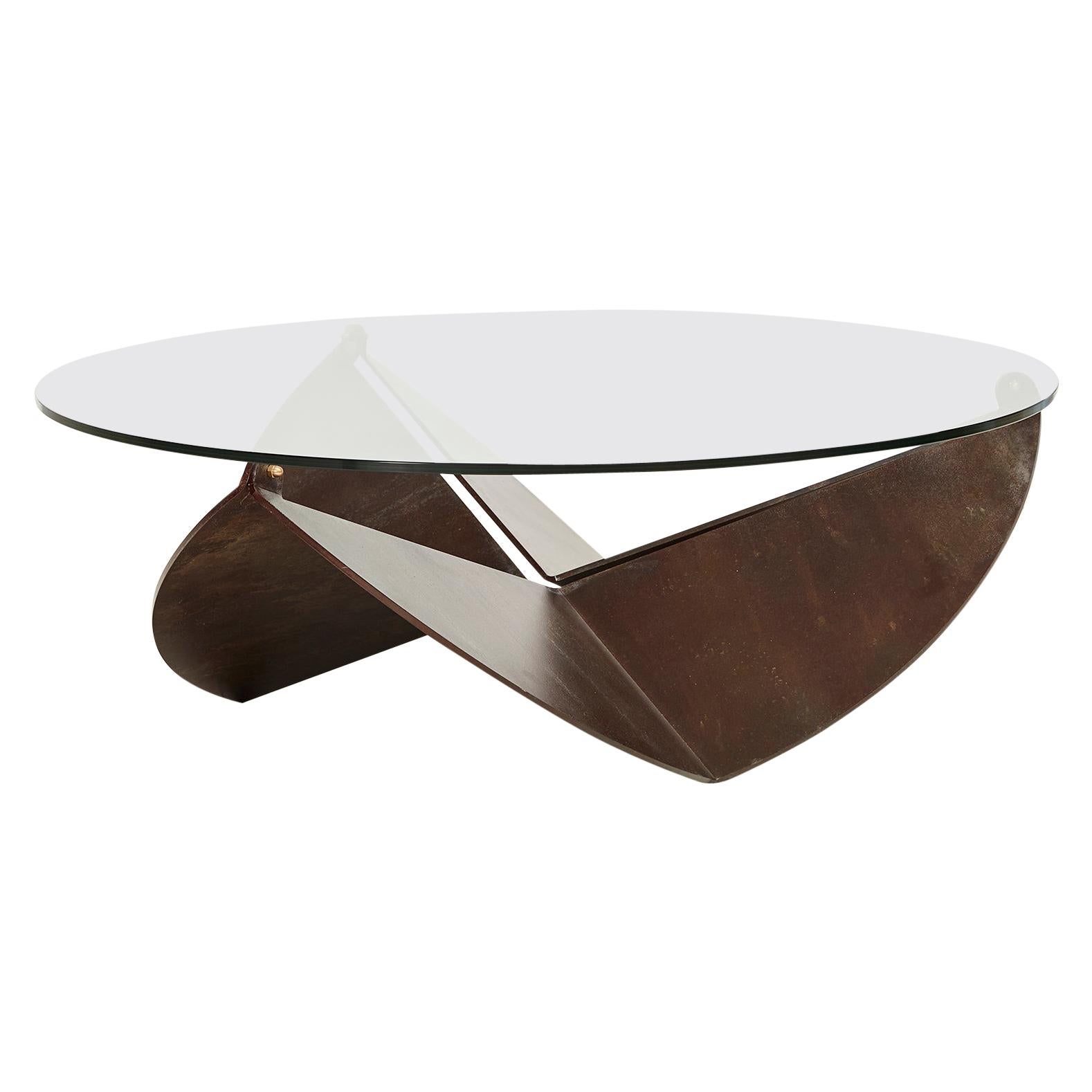 Xandre Kriel, Tulp, Glass and Waxed Steel Coffee Table