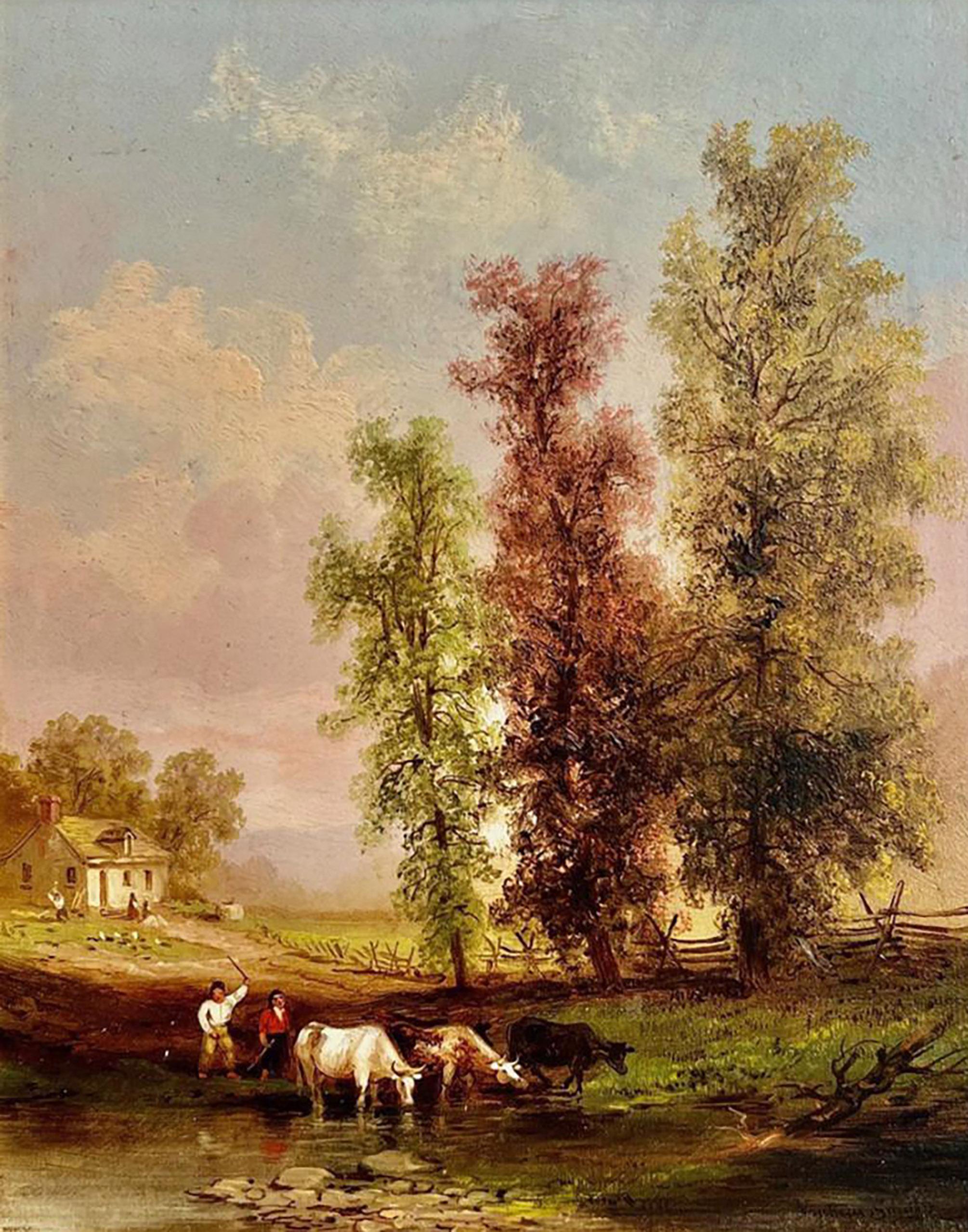 L'abreuvement des vaches, 1883, par l'artiste américain Xanthus Russell Smith (1839-1929) en vente 1