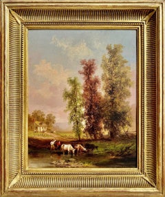 L'abbeveraggio delle mucche, 1883 dell'artista americano Xanthus Russell Smith (1839-1929)