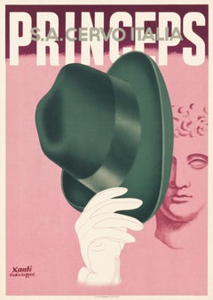"Princeps"- Original Vintage Italian Hat Poster Art Deco 1930s (sm.) by Xanti