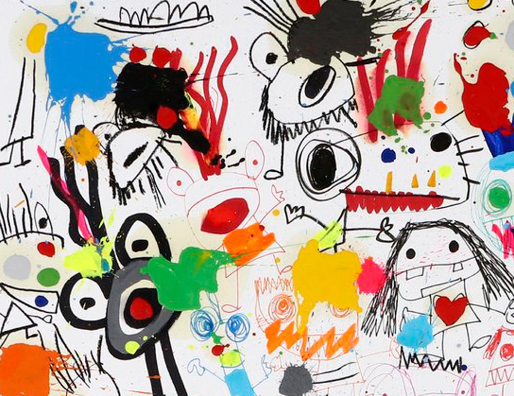 Spanish artist Xavi Carbonell born 1971, actively paints like a child as an adult, and leaves all of his pieces 