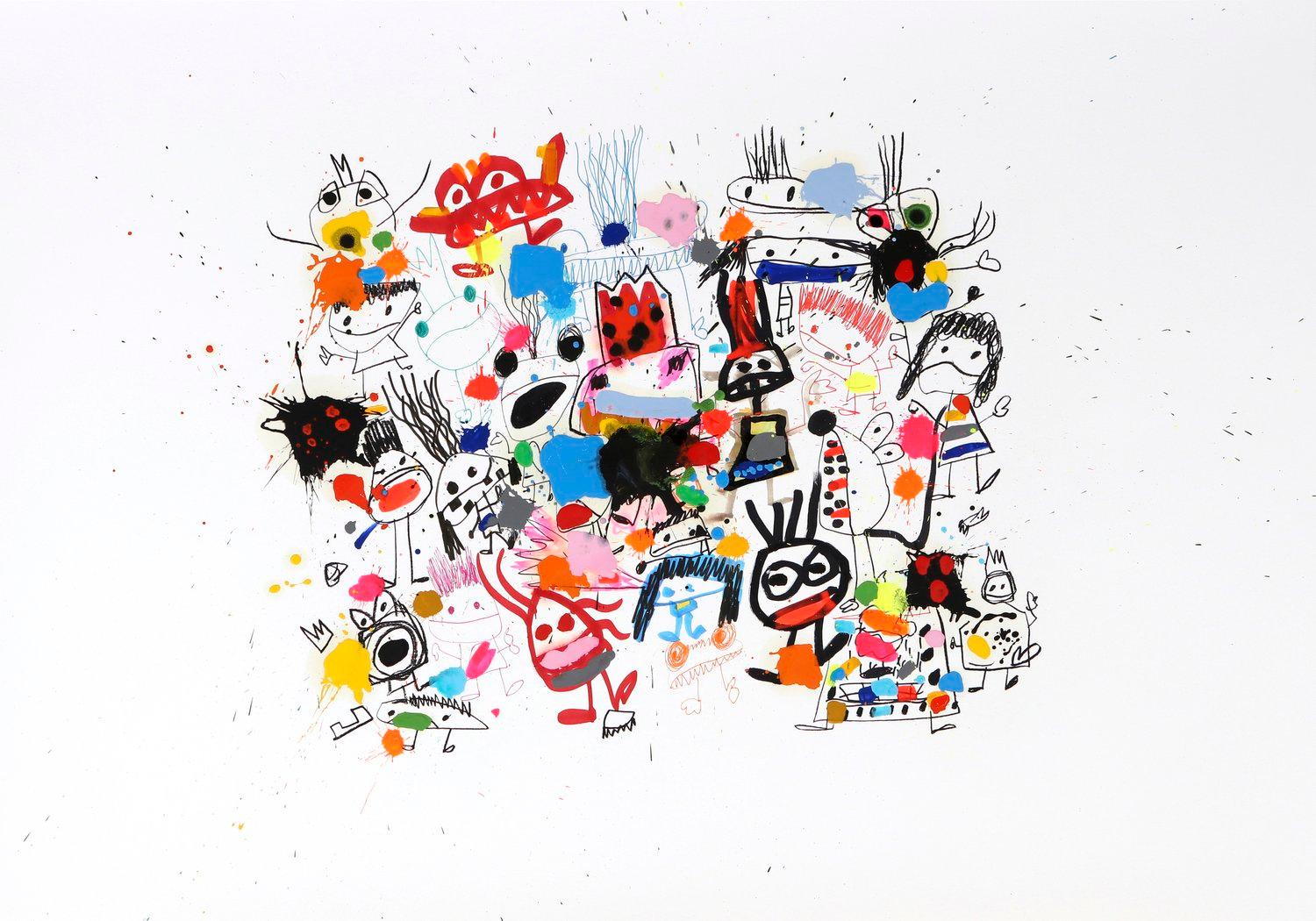 Der 1971 geborene spanische Künstler Xavi Carbonell malt als Erwachsener aktiv wie ein Kind und lässt alle seine Werke "unbetitelt", damit jeder Betrachter seine eigene Geschichte erschaffen kann.  Das Ergebnis ist ein unterhaltsames, frisches und