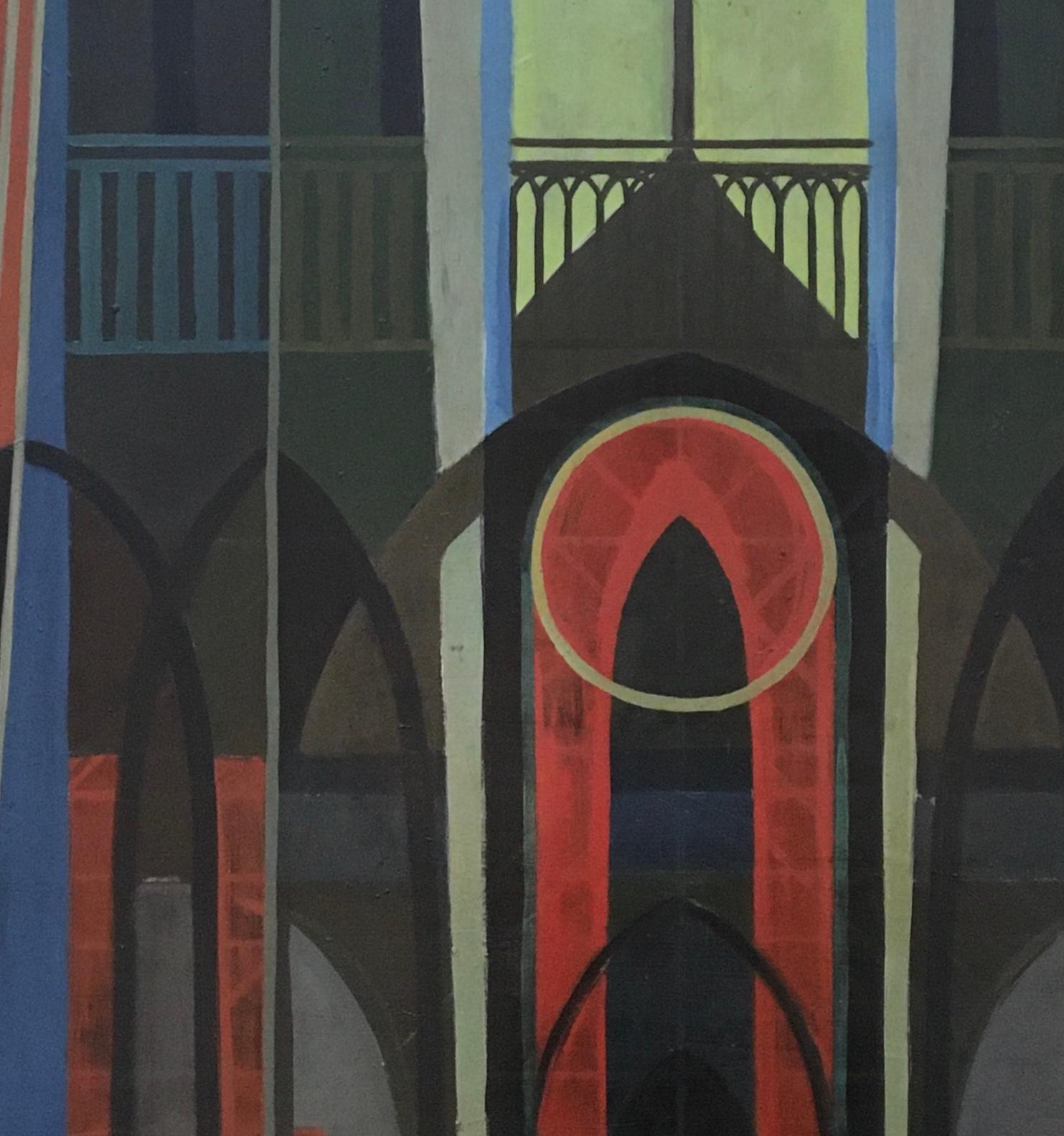 Cathedral - Black Abstract Painting by Xavier Albert Fiala