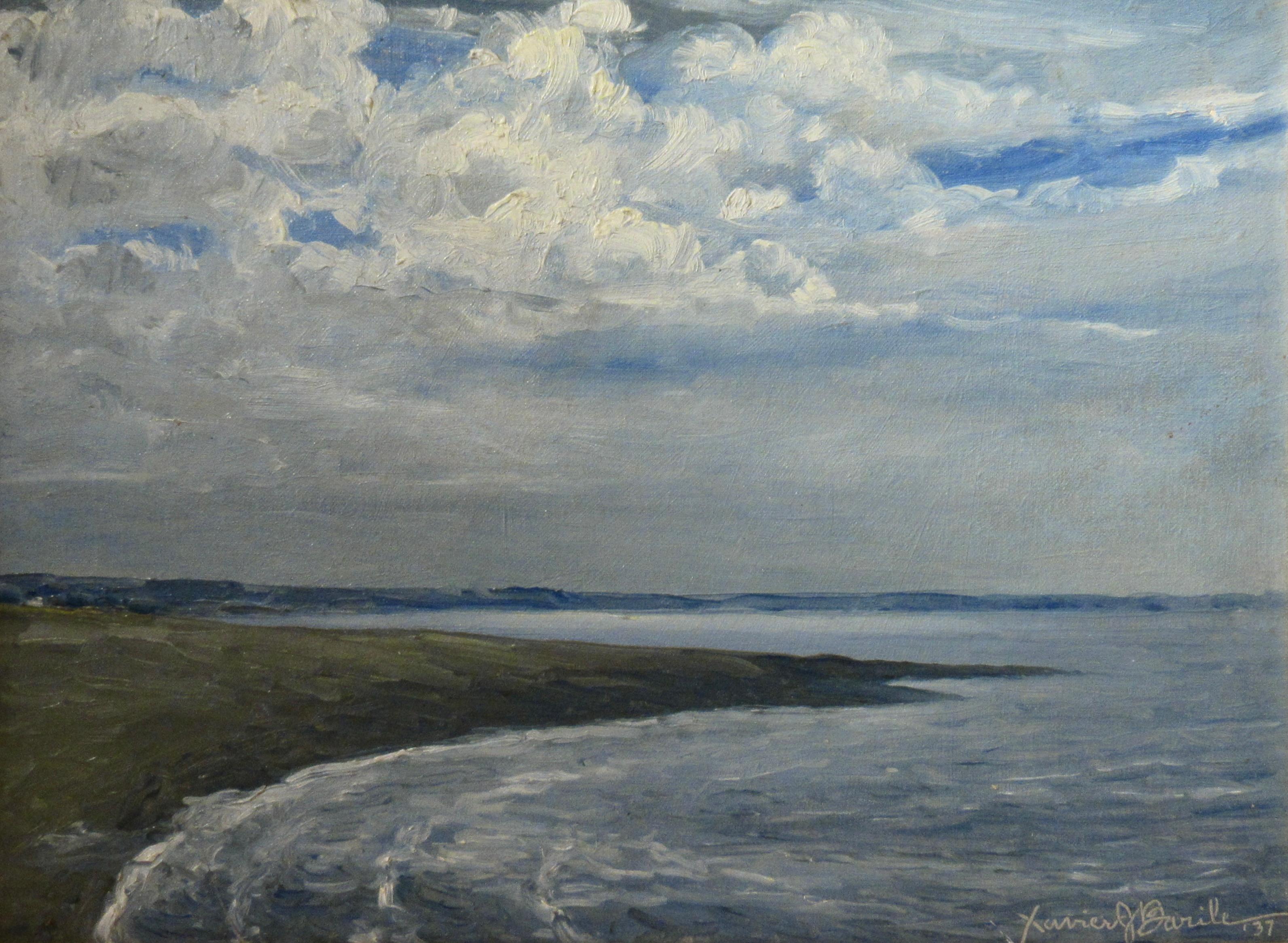 Along the Shore, Staten Island, New York - Painting by Xavier Barile