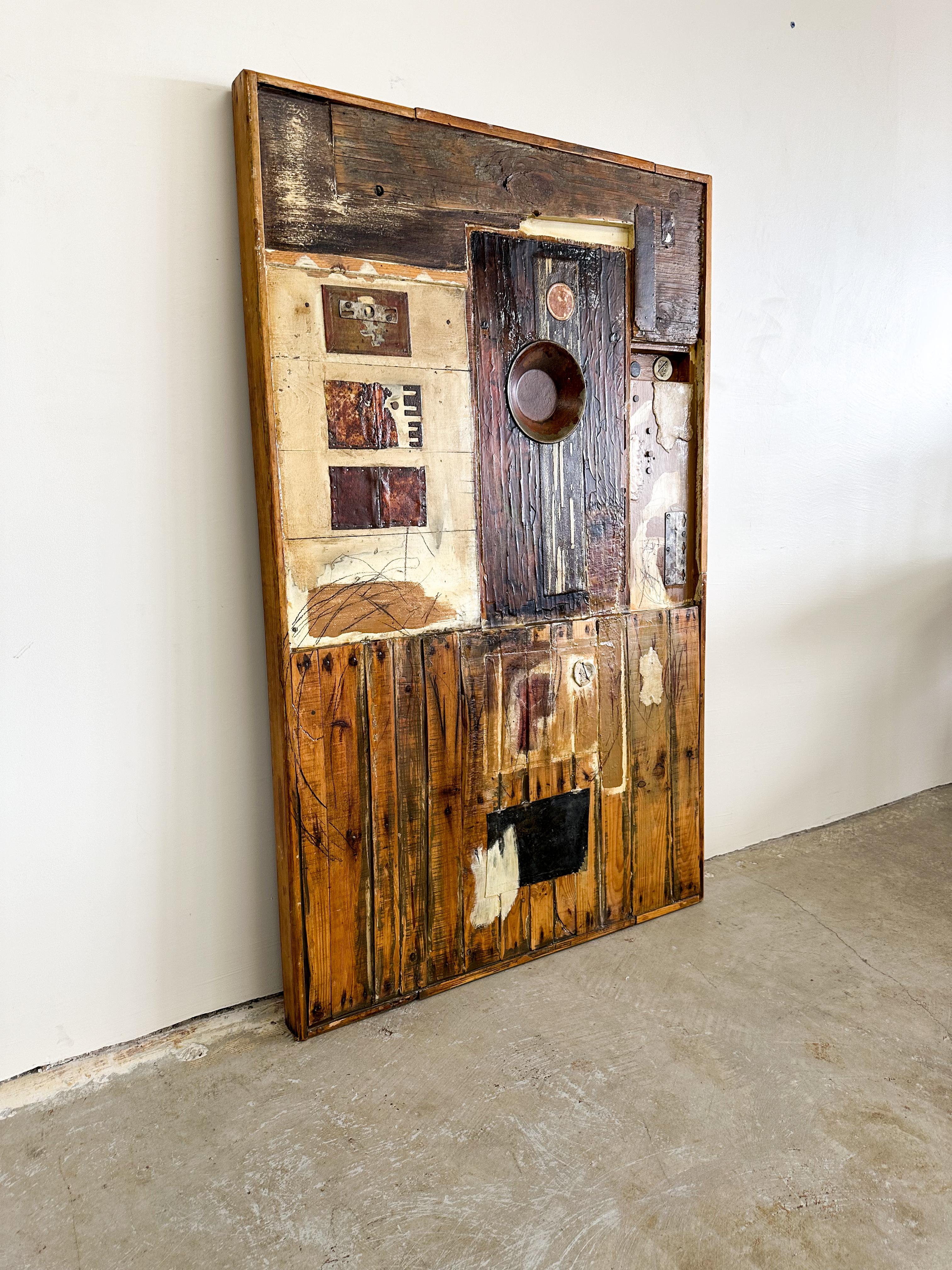 Mid-Century moderno Xavier Cazares Cortez Pittura astratta a tecnica mista su legno Arte Sole nel mio cielo in vendita