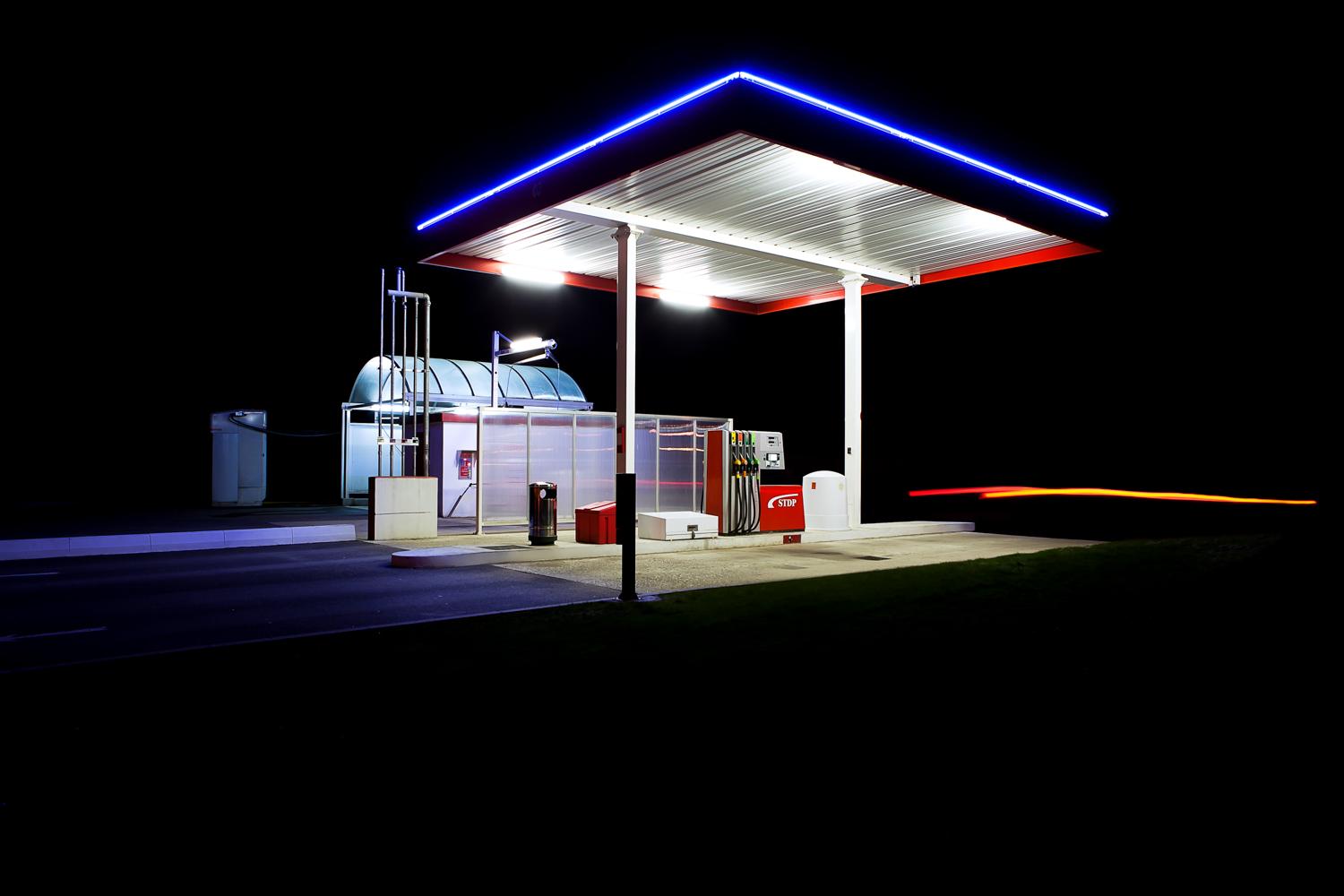 Fresh Start by Xavier Dumoulin - Contemporary night photography, dark neon color