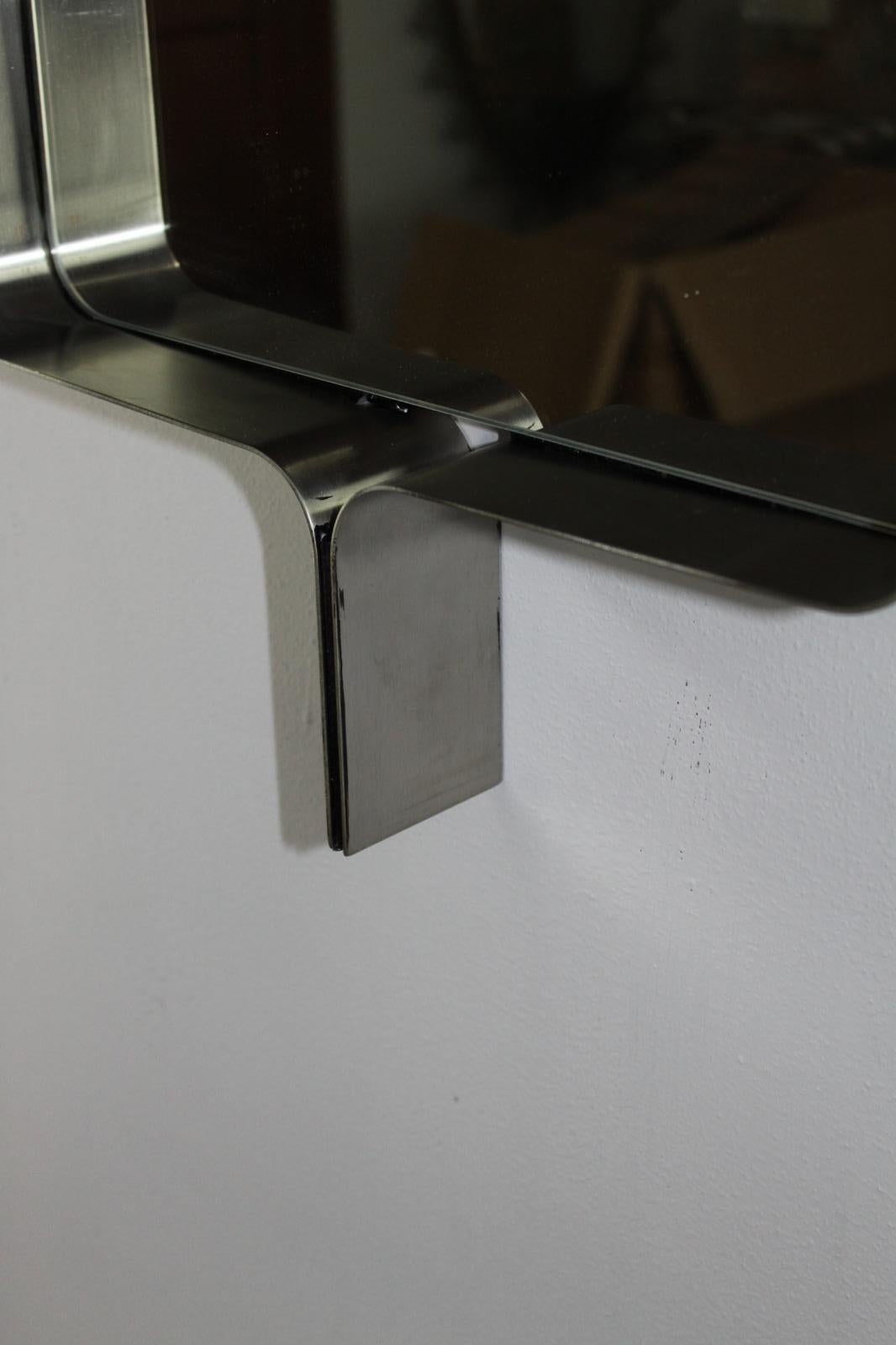Miroir rectangulaire en acier brossé Xavier Feal, 1970 en vente 2