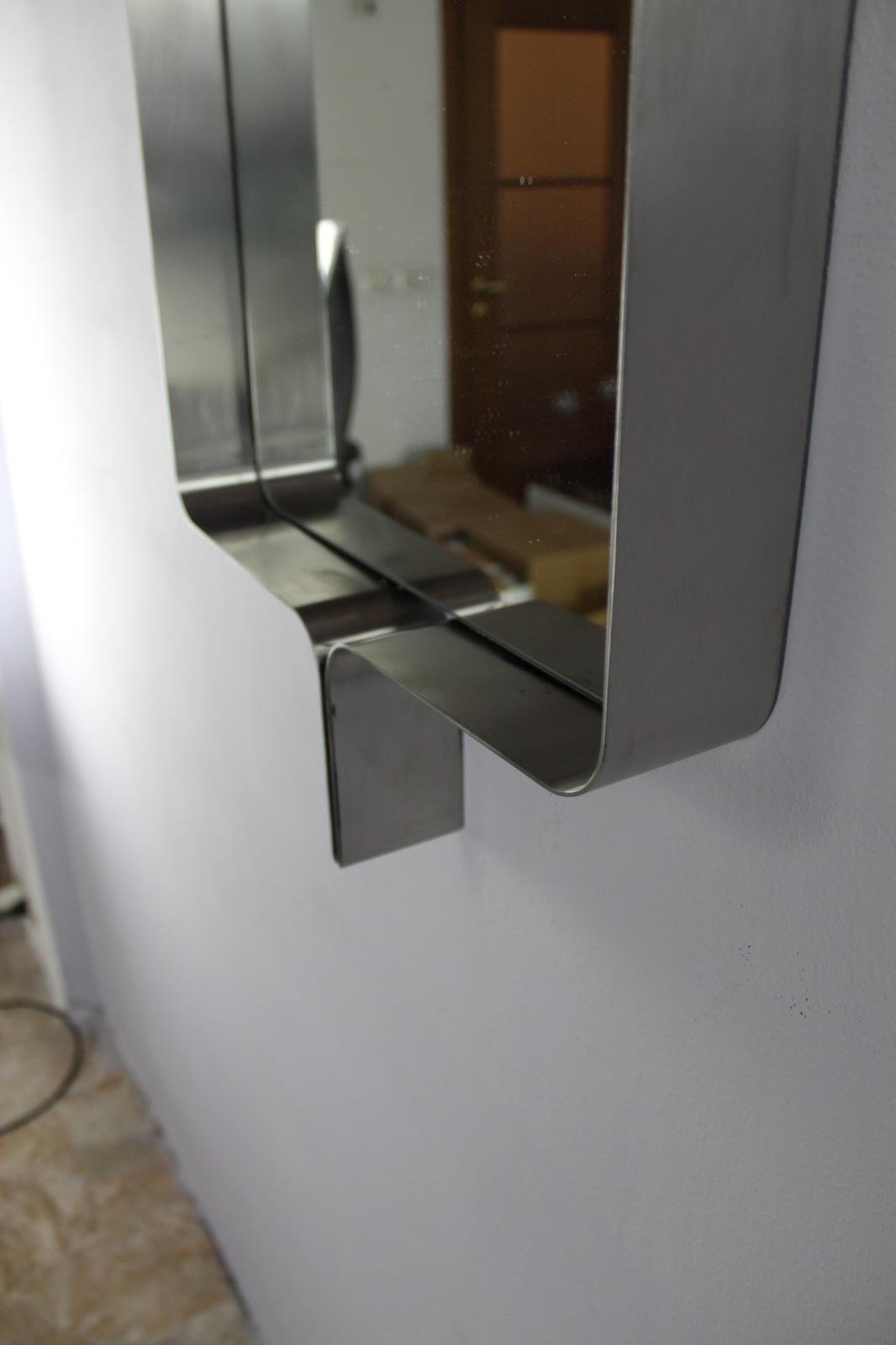 Acier inoxydable Miroir rectangulaire en acier brossé Xavier Feal, 1970 en vente